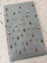 Kota checks saree with embroidery MS7679(2) Grey