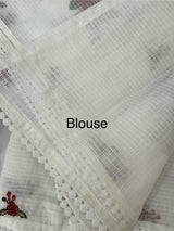 Soft Silky kota saree with cross stitch embroidery MS9831 - White to Red