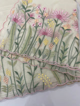 Mul chanderi embriodery saree with scalloped borders MSH176