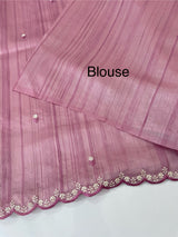 Cutwork Semi tussar saree MTSS674 OnionPink