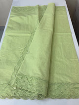 Mul chanderi saree with applique borders MSH111- PastelGreen