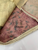 Tissue linen saree with applique work MLS5478