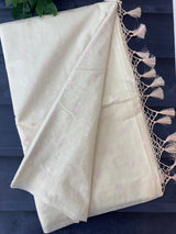 Mul chanderi saree with embriodery MSH114 - Pastel Pink flowers