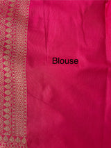 Banarasi semi katan saree with contrast border SHKNTNM- Purple to Pink