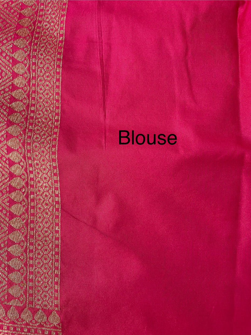 Banarasi semi katan saree with contrast border SHKNTNM- Purple to Pink