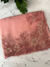 Semi Organza saree with applique borders - MCW799 Peach