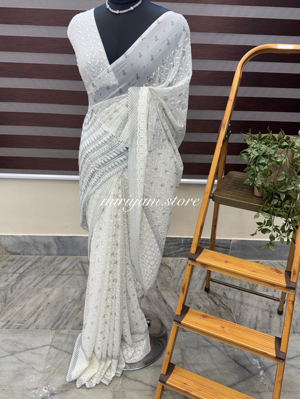 Embriodery Hakoba Georgette saree MGS861