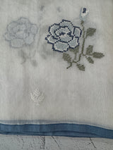Lightweight Supernet saree with cross stitch embroidery MS142
