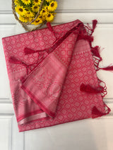 Brocade Banarasi silver weaving soft silk saree MS126771 - DarkPink