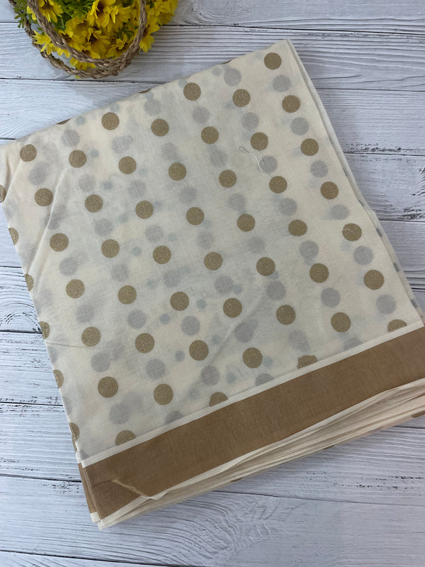 Kerala cotton saree - Polka dots