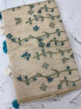 Kanta Handstitched Blended tussar silk saree MS15844