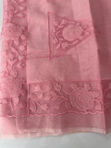 Viscose Organza saree with applique work-MSH101 Pink