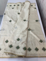 Blended soft tussar silk saree MS90543- Cream