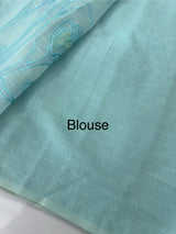 Soft Moonga checks saree with prints and embroidery MSH154- Blue