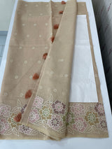 Soft Kota tissue silk saree with embriodery work MS49887 Pastel DuskyPeach