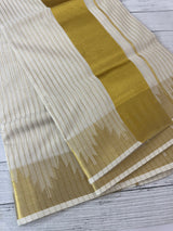 Kerala cotton saree- lines with temple border