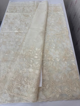 Soft Organza saree with Applique work MSLK478 Ivory