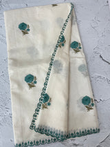 Mul chanderi embriodery saree with scalloped borders MSH290
