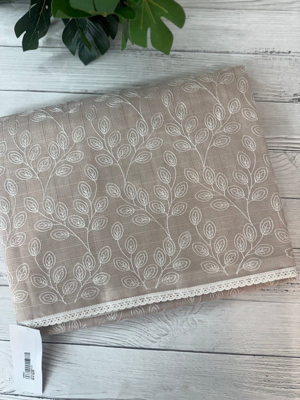 Kota cotton silk embriodery saree MS1455- Pastel brown