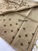 Blended tussar silk saree with embroidery- MS78911