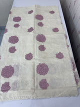 Mul chanderi applique work saree MS5589- Offwhite