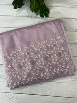 Glassy tissue organza saree with embroidery FKSF133- Dusty Lilac