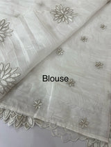 Crush Organza saree MSK5463- White
