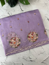 Kota checks saree with embroidery MS7645 Lavender