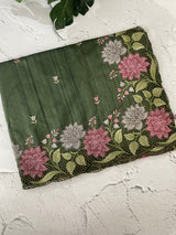 Cutwork Semi tussar saree with cross stitch embroidery MTSS855