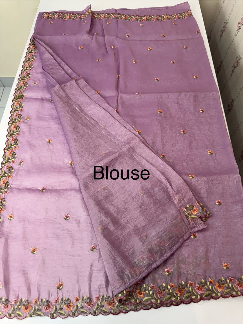 Crush Organza embroidery saree MS14567 Lavender