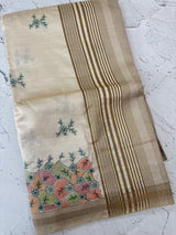 Blended tussar silk saree with embroidery- MSH490