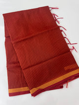 Mangalagiri Silk Cotton Saree with zari checks MS90321 RustOrange