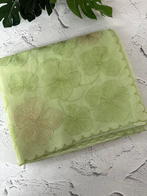 Viscose organza saree with thread work - MSH925 PastelGreen