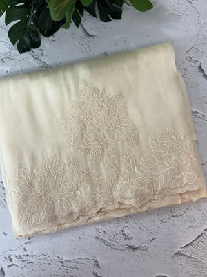 Tissue mix soft Organza saree with applique work MSCK38 Offwhite
