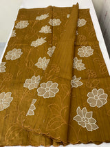 Blended tussar saree with applique borders MTSS459