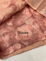 Silky kota saree with applique work MS2361- Peach
