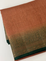 Jute silk sarees with contrast pallu & blouse MJL396