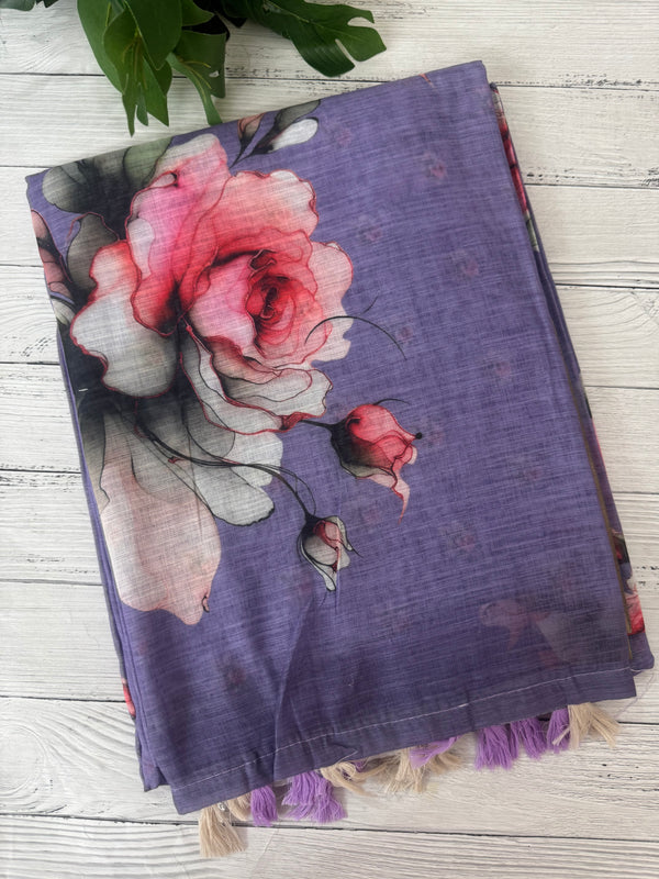 Digital printed semi Linen Saree MLS615- 8