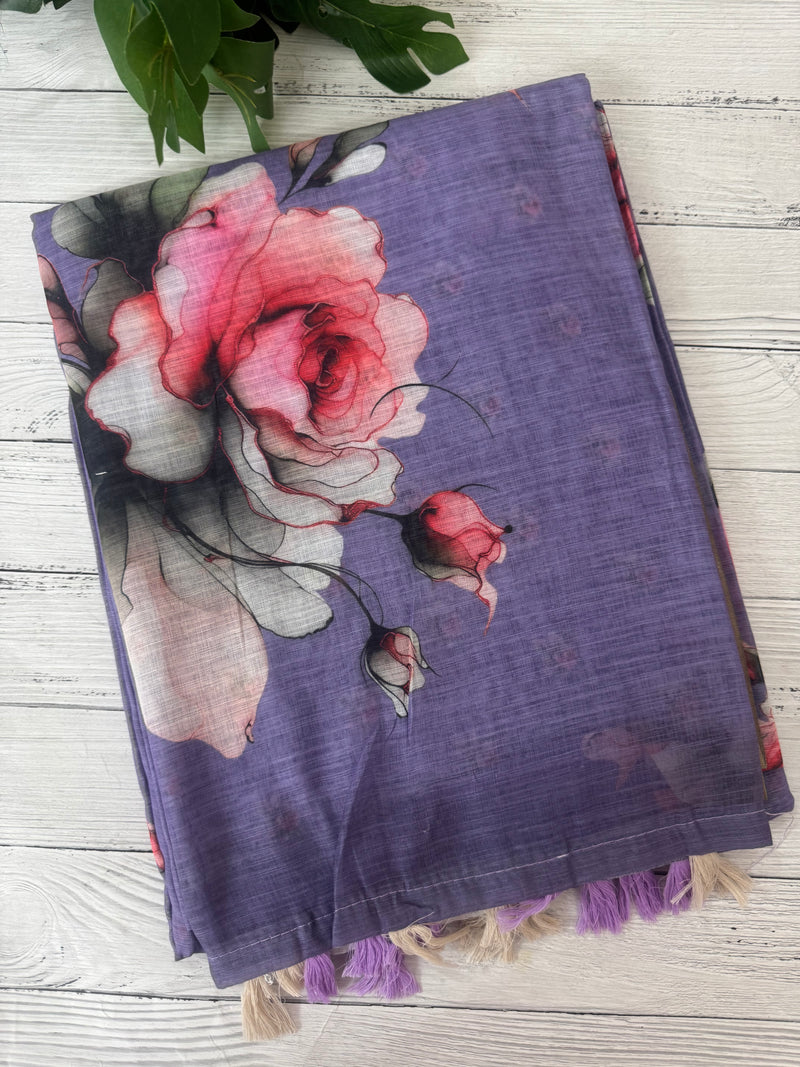 Digital printed semi Linen Saree MLS615- 8