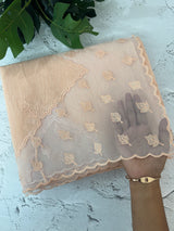 Khadi Linen saree with net applique borders MSH247 PastelPeach