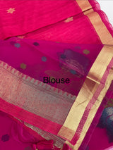 Semi jute silk saree with organza pallu MJL406 RaniPink