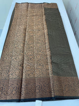 Semi silk saree with checks zari weaving MS81543 - Black