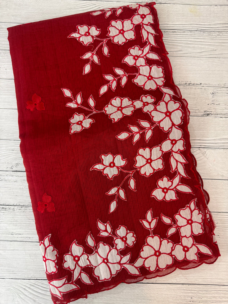 NetKota Applique work saree  MSH141- DeepRed