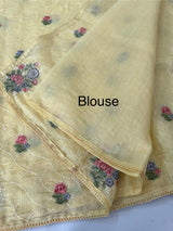 Semi linen saree with embroidery- MS15167