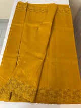 Crushed Blended tussar silk saree with embroidery- MSB7982 Mustard