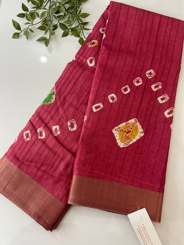 Blended Tusser silk saree with bandhani prints SAHERC