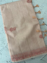 Premium Moonga checks saree with Hand Chikankari work  MSH246 Peach