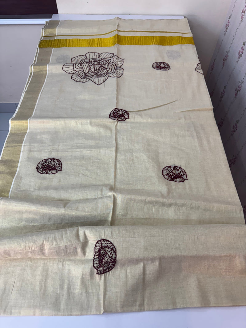 Kerala tissue saree with kanta embriodery