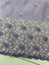 Glassy tissue organza saree with embroidery FKSF133- Lavender