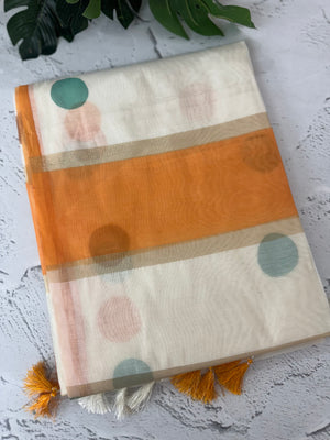 Semi chanderi saree with multi color polka dots- MSF334